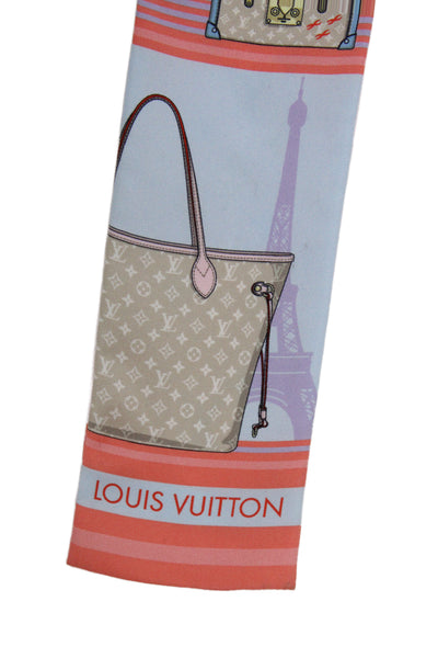 Louis Vuitton Womens Silk Paris Skyline Bandeau Scarf Pink