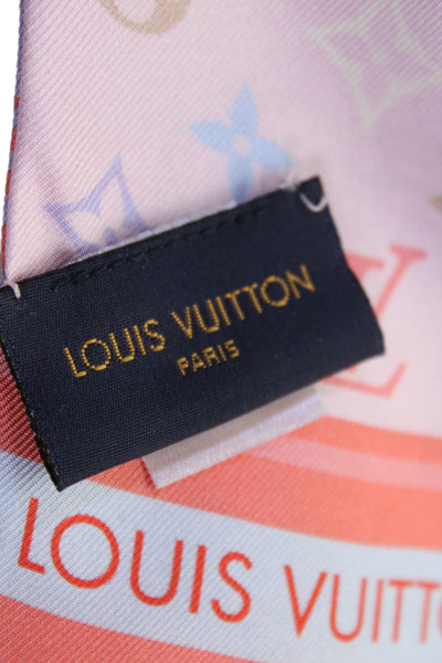 Louis Vuitton Womens Silk Paris Skyline Bandeau Scarf Pink