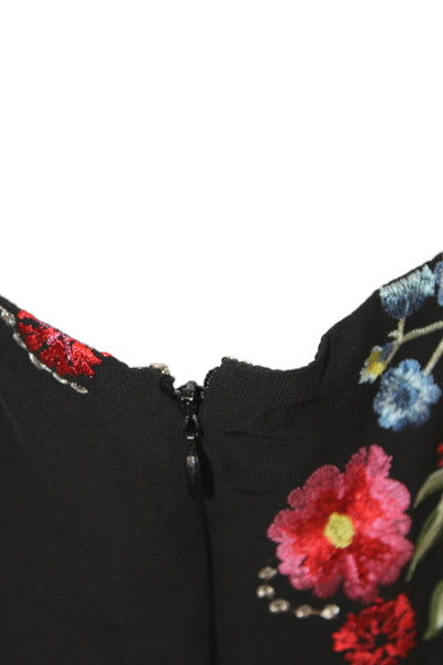 kensie Womens Fit & Flare Floral Dress Black Short Sleeve Round Neck Size 2