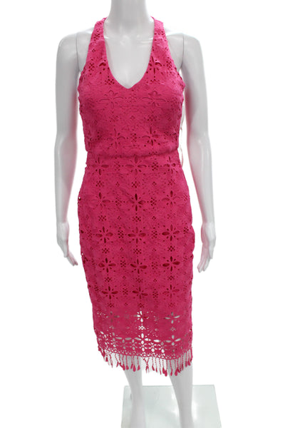 Siena Womens Sheath Dress Pink Halter Midi Boho 100% Polyester Size 2
