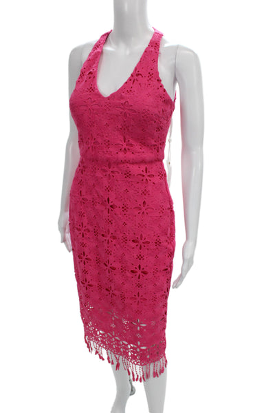 Siena Womens Sheath Dress Pink Halter Midi Boho 100% Polyester Size 2