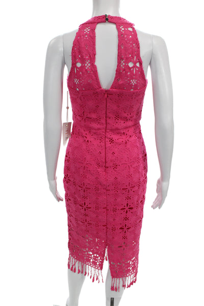 Siena Womens Sheath Dress Pink Halter Midi Boho 100% Polyester Size 2