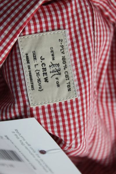 J Crew Mens Checkered Print Long Sleeve Button-Down Shirt Red Size L