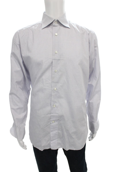 Ermenegildo Zegna Mens Cotton Long Sleeve Button-Down Shirt White Size 41
