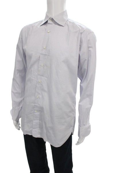 Ermenegildo Zegna Mens Cotton Long Sleeve Button-Down Shirt White Size 41