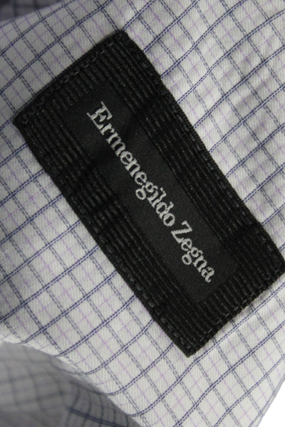 Ermenegildo Zegna Mens Cotton Long Sleeve Button-Down Shirt White Size 41