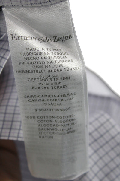 Ermenegildo Zegna Mens Cotton Long Sleeve Button-Down Shirt White Size 41
