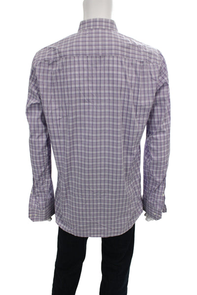 Hugo Hugo Boss Mens Plaid Long Sleeve Button-Down Shirt Purple Size XL