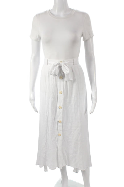 Zac & Rachel Womens A-Line Boho Midi Skirt White Button 65% Polyester Size L