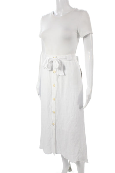 Zac & Rachel Womens A-Line Boho Midi Skirt White Button 65% Polyester Size L
