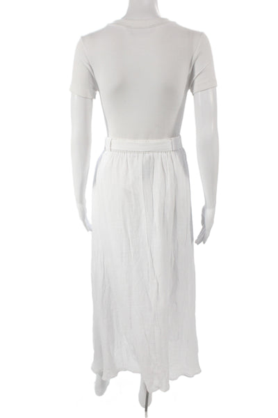 Zac & Rachel Womens A-Line Boho Midi Skirt White Button 65% Polyester Size L