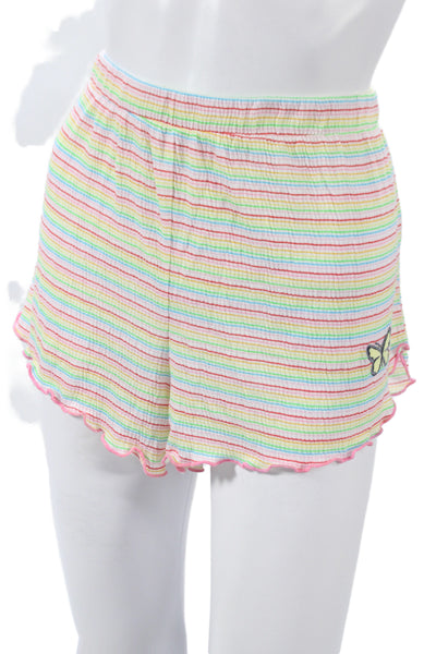 Emerson Road Women Babydoll Striped Multicolor Pajama Set Short Sleeve Size L