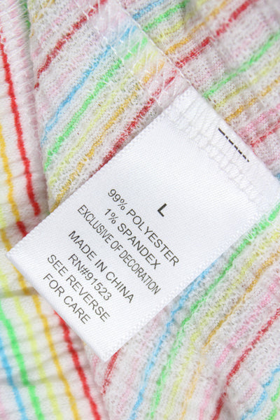 Emerson Road Women Babydoll Striped Multicolor Pajama Set Short Sleeve Size L