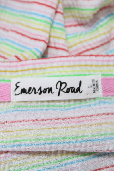 Emerson Road Women Babydoll Striped Multicolor Pajama Set Short Sleeve Size L