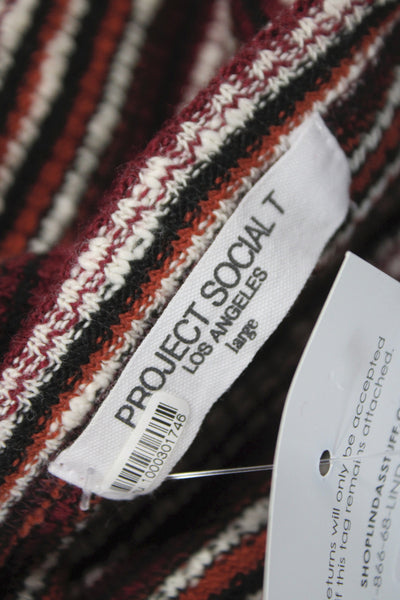 Project Social T Womens Striped Henley Long Sleeve T-Shirt Multicolor Size L