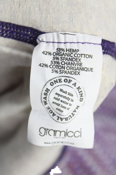 Gramicci Women Purple Striped Hemp Blend Pullover Long Sleeve Crew Neck Size XL