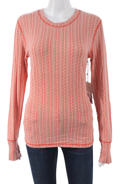 Gramicci Womens Jersey T-Shirt Orange 53% Hemp Crew Neck Long Sleeve Size L
