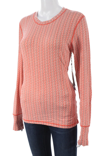 Gramicci Womens Jersey T-Shirt Orange 53% Hemp Crew Neck Long Sleeve Size L