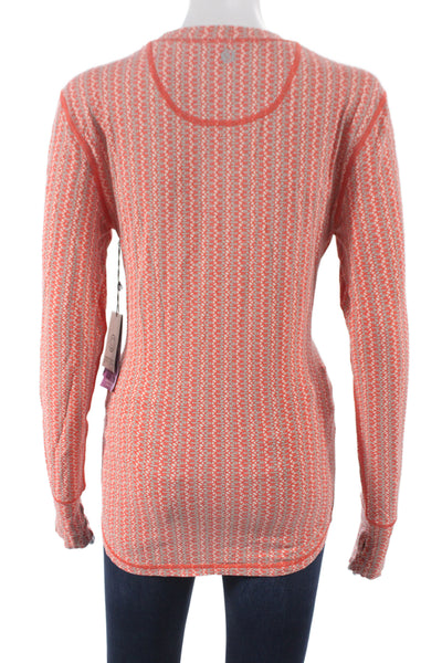 Gramicci Womens Jersey T-Shirt Orange 53% Hemp Crew Neck Long Sleeve Size L