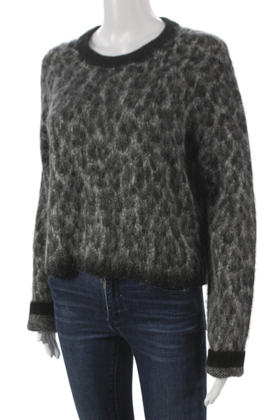 Michael Michael Kors Women Black Animal Print Pullover Sweater Crew Neck Size L