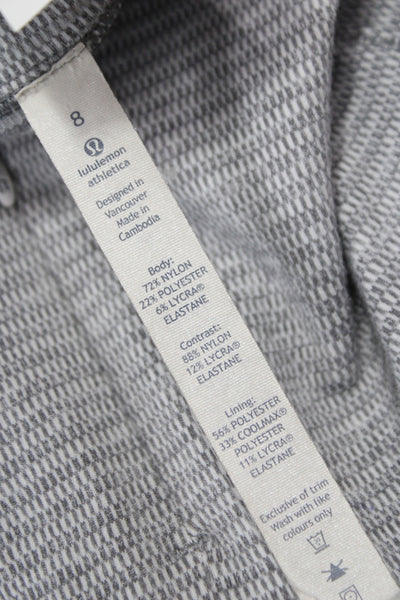 Lululemon Women Gray Striped Nylon Pullover Athleisure Collared Zip Size 8