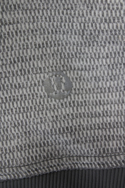Lululemon Women Gray Striped Nylon Pullover Athleisure Collared Zip Size 8