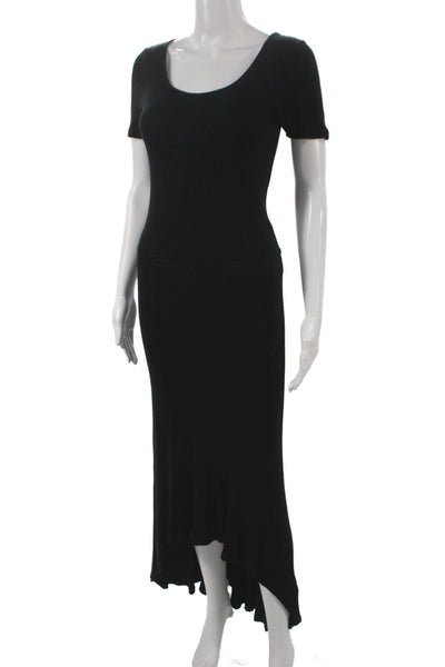 philosophy Womens Maxi Dress Black Scoop Neck Short Sleeve Rayon Size S