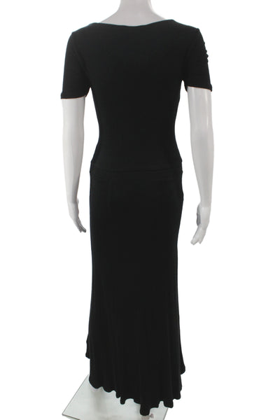 philosophy Womens Maxi Dress Black Scoop Neck Short Sleeve Rayon Size S