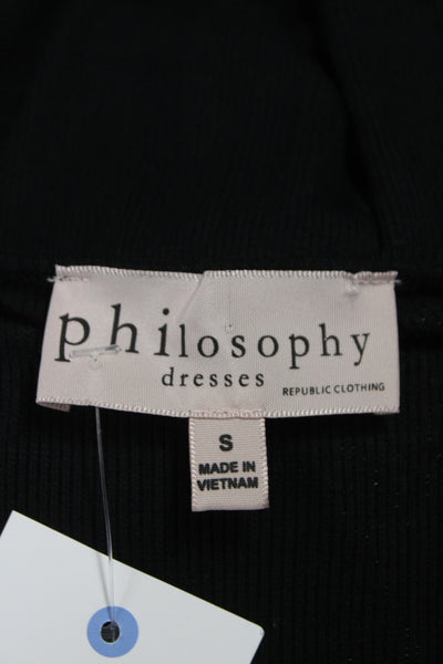 philosophy Womens Maxi Dress Black Scoop Neck Short Sleeve Rayon Size S