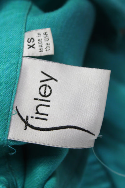 Finley Women Tunic Button-Up Linen Collared Long Sleeve Green Dress Size XS