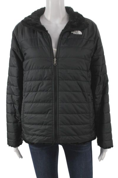 The North Face Womens Black Puffer Jacket Polyester Zip Long Sleeve Size S
