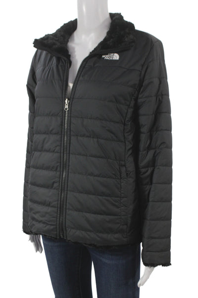 The North Face Womens Black Puffer Jacket Polyester Zip Long Sleeve Size S