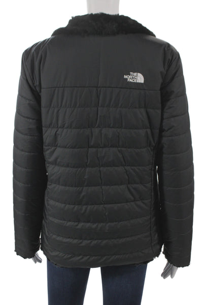 The North Face Womens Black Puffer Jacket Polyester Zip Long Sleeve Size S