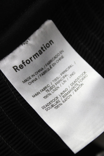 Reformation Women Cropped Off Shoulder Linen Blouse Black Size XS