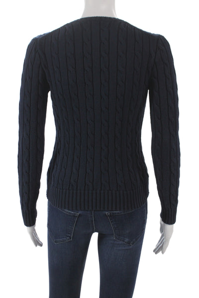 Polo Ralph Lauren Women V-Neck Pullover Sweater Blue Cotton Size XS