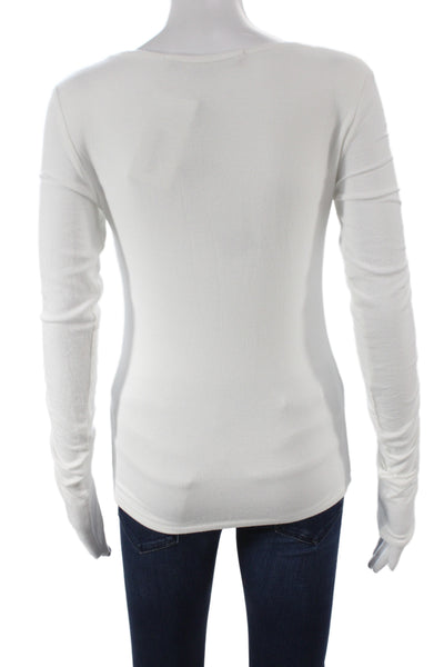 Veronica Beard Women Basic V-Neck Long Sleeve White T-Shirt Size XS