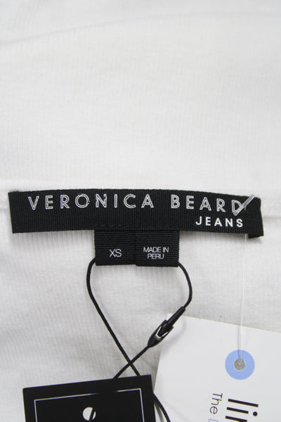Veronica Beard Women Basic V-Neck Long Sleeve White T-Shirt Size XS