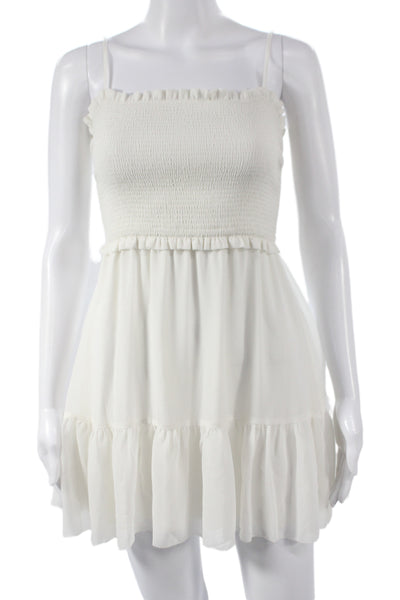 Wilfred Women Mini Boho White Polyester Square Neck Sleeveless Dress Size 2XS