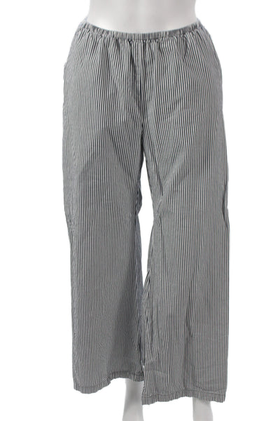 J Crew Women Cropped Striped Blue Cotton Pull On Pants Size XS