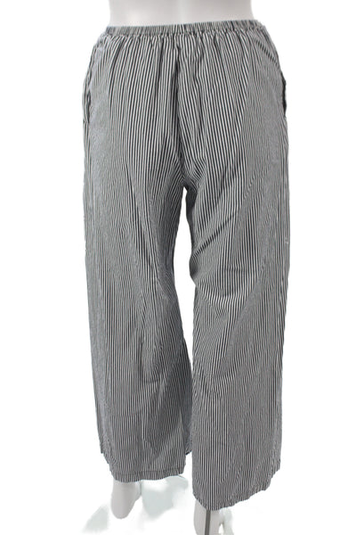 J Crew Women Cropped Striped Blue Cotton Pull On Pants Size XS