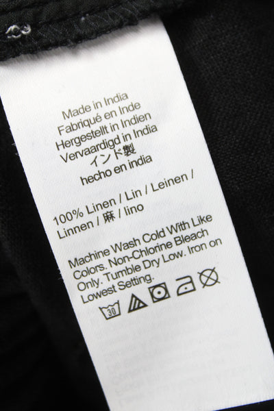 J Crew Womens Cropped Linen Pants Black Petite Pull On 26in Inseam Size XS