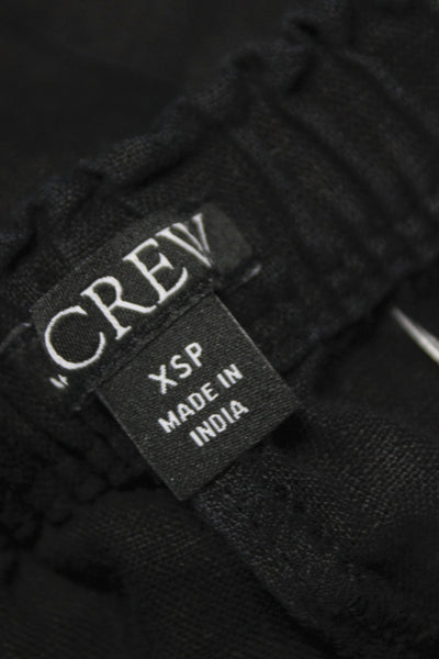 J Crew Womens Cropped Linen Pants Black Petite Pull On 26in Inseam Size XS