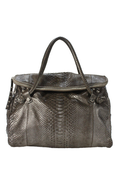 Ambrosi A Brianna Womens Exotic Leather Shoulder Bag Taupe