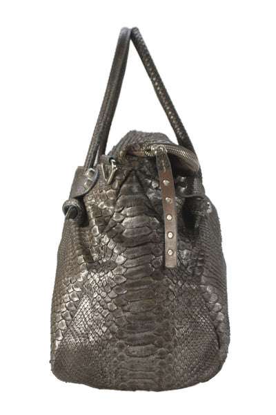 Ambrosi A Brianna Womens Exotic Leather Shoulder Bag Taupe