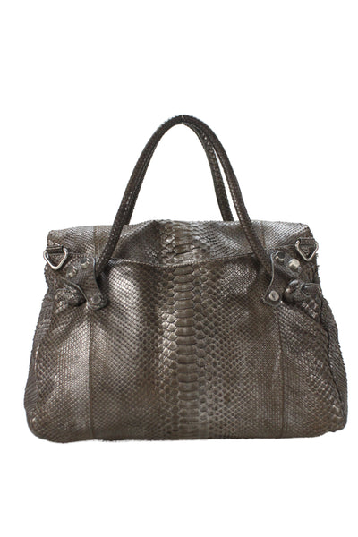 Ambrosi A Brianna Womens Exotic Leather Shoulder Bag Taupe