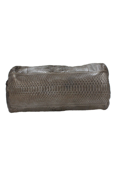 Ambrosi A Brianna Womens Exotic Leather Shoulder Bag Taupe
