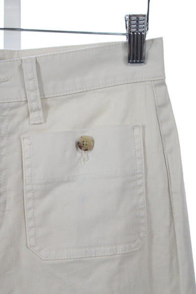 J Crew Womens Ivory Cotton Chino Pants Button Closure Petite Size 25
