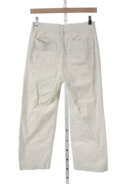 J Crew Womens Ivory Cotton Chino Pants Button Closure Petite Size 25