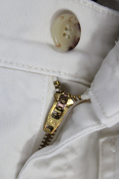 J Crew Womens Ivory Cotton Chino Pants Button Closure Petite Size 25