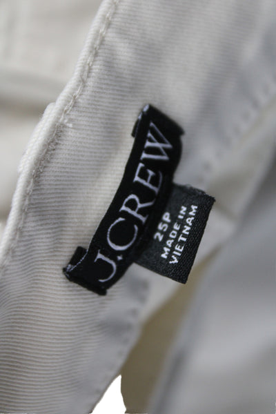 J Crew Womens Ivory Cotton Chino Pants Button Closure Petite Size 25